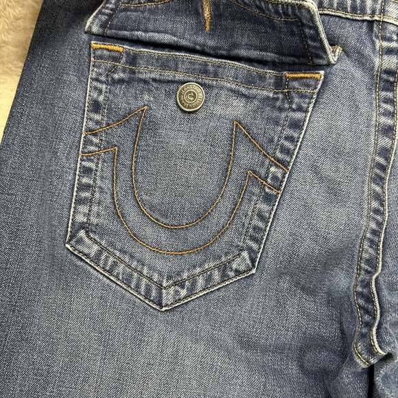 True Religion Ricky Relaxed Straight Jeans 36 Denim Flap‎ Pockets Missing Button - Picture 12 of 16